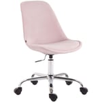 Décoshop26 - Chaise de bureau sur roulettes en tissu velours rose BUR10353