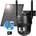 Anran - 3G/4G lte Caméra de Surveillance Solaire Extérieur , Carte sim et sd 32GB, Vision Nocturne Couleur, Détection Humaine, 2K/3MP 4G Caméra