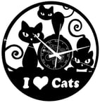 Instant Karma Clocks Vinyl Wall Clock Gift Idea Vintage Handmade I Love Cats Cat Cats