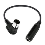 Câble adaptateur audio DIN 5 broches vers 6,35 mm à angle droit MIDI mâle vers 1/4"" femelle TRS pour haut-parleur, amplificateur, mixe, clavier MIDI, etc. (30 cm)