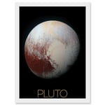 NASA Our Solar System Pluto New Horizons Enhanced Colour Image Artwork Framed Wall Art Print A4