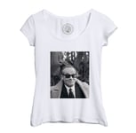 T-Shirt Femme Col Echancré Jack Nicholson Acteur Cigarette Photo Noir Et Blanc Cinema