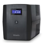 Atlantis A03-S2001 Alimentation sans Interruption (onduleur) à Onde Pseudo-sinusoïdale 2200VA 1320W,écran LCD,Port USB, 5 Prises (3xIEC,2xSchuko)+câble alim, 2xbatt 12V-9Ah, Ventilateur tachymétrique