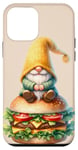 Coque pour iPhone 12 mini Grilling Fast Food Gnome Grandpa Sitting On A Cheeseburger