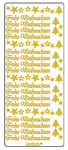 Ursus 59300059 Lot de 5 Feuilles d'autocollants créatifs Motif Joyeux Noël Doré 10 x 23 cm