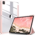 FINTIE Coque pour iPad Pro 12.9 Pouces 6ème/5ème/4ème/3ème Génération (2022/2021/2020/2018) - [Rangement de Pencil] Housse Arrière Transparente Claire Etui Antichoc, Or Rose