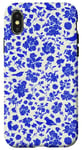 Coque pour iPhone X/XS Toile bleue et blanche à motif français esthétique