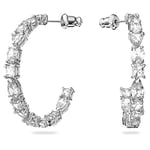 Swarovski Anneaux d'oreilles Tennis Deluxe, boucles d'oreilles en métal rhodié, tailles variées, blanc