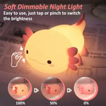 CooPark Axolotl Night Light, Salamander Soft Silicone Lamp with Dimmable Timer