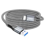 Long USB 3.2 Gen 2 to USB-C Cable 10Gbps Data Transfer 10ft/3m, Braided 60W Type C Fast Charging USB A to Type C Charger Cord for Quest Oculus, WebCam, PS5, iPhone 15 Pro, Samsung Galaxy S23/S21