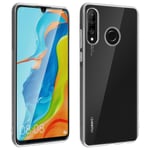 Coque Huawei P30 Lite Silicone Gel et Film Ecran Verre Trempé transparent Blanc