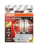 OSRAM XENARC NIGHT BREAKER 220, D3S, 220% de luminosité en plus, lampe de phare au xénon, 66340XN2-2HB, boîte pliante (2 lampes), White