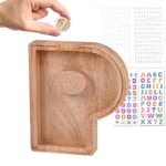 Wivico Wooden Letter Money Box(P-9inch)|Reward Jar|Piggy Banks for Kids|Personalised Fillable Letters Clear Money Box|A-Z Letters Coin Bank for Christmas Birthday Gift/Keepsake|with Alphabet Stickers