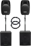 Pack Sono DJ PA Actif Disco Scene Concert 2x 15" Enceinte 2x Subwoofer Bluetooth