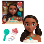 Just Play Disney Princess Styling Heads Moana Tête à coiffer Princesses 20,3 cm de Haut Vaiana, 7 Accessoires, Jeux d’Imitation, Jouets pour Enfants de 3 Ans et Plus, 87048, Multicolore