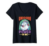 Womens Unicorn rainbow - Unicorn power in me V-Neck T-Shirt