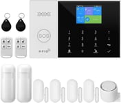 Système d'alarme Maison sans Fil 2G, Système de Sécurité Maison Wi-FI avec 120DB Sirène, Contrôle APP, 12 Pièces: Détecteur de Mouvement, Télécommandes, Capteurs de Fenêtre et de Porte, Carte RFID