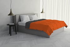 Italian Bed Linen Summer Duvet, Microfiber, Orange/Dark Grey, 2 Seater