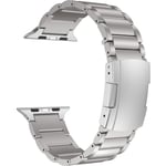 Titan armband, metallrem med sköldpaddsspänne, kompatibel med Apple Watch Series 9/Ultra 2/SE/8/7/2023, 45mm/44mm/49mm, silver 45mm/44mm/49mm