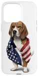 Coque pour iPhone 15 Pro Max Beagle Dog Patriot Wrap dans le drapeau des USA American Spirit