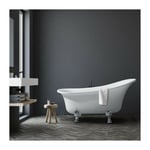 Oceanic Baignoire ilot Lyra - Design retro - L.160 x I.69 x H.79 cm - En acrylique - Bonde poussoir - Blanc