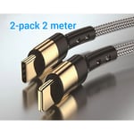 2-pack Laddare för iPhone - USB-C - Kabel / Sladd - 20W - 2m - Snabbladdare GULD/SVART