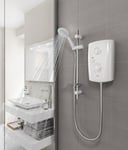 Triton T80 Pro Fit Electric Shower 8.5kW White & Chrome Modern 5 Spray SP8008PF