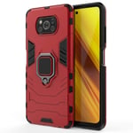 TANYO Case for Xiaomi POCO X3 Pro | X3 NFC, TPU/PC Shockproof Phone Cover with 360° Kickstand, Armor Bumper Protective Shell Red