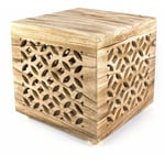 Décoshop26 - Tabouret table d'appoint cube bois table de chevet cube bois marron table basse étagère 39x40x40 cm