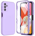 Tawarror Coque pour Samsung Galaxy A14 4G/5G, 360 Degré Antichoc Silicone Case Aver Protecteur D'écran Intégré Etui Robuste Double Face Anti-Rayures Integrale Bumper Housse - Violet