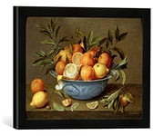 'Encadré Image de Jacob Van huls donck "Still Life with Oranges and Lemons in a li Porcelain Dish, WAN Impression d'art dans le cadre de haute qualité Photos fait main, 40 x 30 cm, noir mat