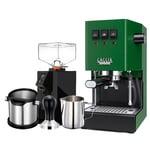 Gaggia Classic E24 Jungle Green Espressomaskin Inkl. Eureka Mignon Perfetto & Baristautrustning