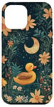 Coque pour iPhone 12 Pro Max Cottagecore Jaune Canard Lune Fleurs