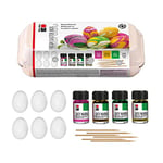 Marabu- Pâques 1305000000098-Easy Marble Set Fresh Easter Box pour marbrer et colorer, y Compris 6 bâtonnets en Bois et 6 œufs en Plastique, 4 x 15 ML de Couleurs de Base, 1305000000098, Vert Clair