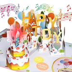 Birthday Card, Musical Birthday Cards with Light 3D Pop up Birthday Cards and Play Happy Birthday Music Blow Out LED Light and Cheers 'Happy Birthday'Birthday Gift Cards Funny Cards for Women Men Kids