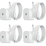 iPhone Laddare - Snabbladdare - Adapter + Kabel 20W USB-C Vit 4-pack iPhone