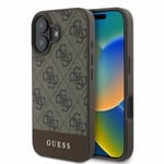 Coque IPHONE 16 Guess Simili Cuir Motif Braun Logo Fonte Or