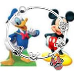 Bracelet - Tête de Mickey et Donald Duck - Perles Plaqué Argent Sterling 925/100