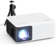 Mini Projecteur Avec Trépied, Vidéoprojecteur 1080P Full Hd Supportée 720P Natif, Rétroprojecteur Portable Led Pour Home Cinéma, Compatible Avec Smartphone Hdmi Usb Firestick (Black)