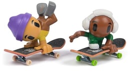 Tech Deck - Finger Skate - Pack De 2 SK8 Crew Teck Deck - 2 Finger Skates + 2 Figurines Amovibles À Clipser sur La Planche pour Rider - Mini Skate - Jouet Enfant 5 Ans et + - Modèle Aléatoire