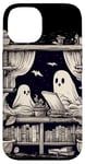 iPhone 14 Spooky Ghosts Reading Books Library Bookworm Retro Bookish Case