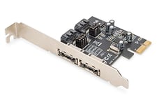 DIGITUS SATAIII PCIe Carte additionnelle - 2X SATA Ports internes - 2X eSATA Ports externes - 6 Gbit/s - pour SSDs, HDDs ou lecteurs optiques