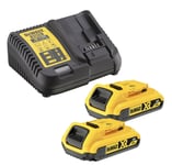 DeWalt XR 18VLi- Ion 2.0Ah Rechargeable Batteries Pack Of 2 Charger Starter Kit