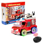 Wise Block Voiture Télécommandée Jeu de Construction - Moteur de Pompier Télécommandé,Modèle Céduit de Camion de Pompiers à Construire 296 PCS,Jouet Enfant 8 9 10 11 12+ Ans Garcon Fille