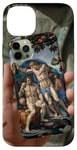 Coque pour iPhone 14 Plus Noir Art Déco Floral Michel-Ange Création Of Adam Sixtine