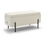 Banc coffre en tissu bouclette et métal L100cm - Blanc - KOS