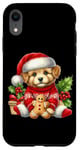 Coque pour iPhone XR Chiot mignon en bonnet de noel avec biscuit au pain d'épice