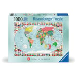 Ravensburger 1000 Piece Puzzle Portrait of The Earth 2 World Map Countries Flags