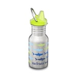 Klean Kanteen Kid Classic Bouteille d'eau fine en acier inoxydable 355 ml avec bouchon à bec verseur requins