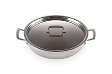 Le Creuset 3-Ply Stainless Steel Non-Stick Shallow Casserole Pot with Lid, 30 x 7.5 cm, 96102830000000